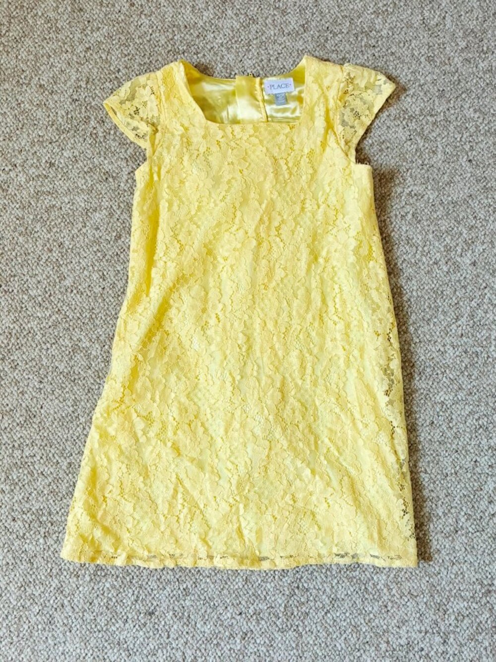 Children's Place Girls Yellow Lace Short formal party Dress 10 11 12